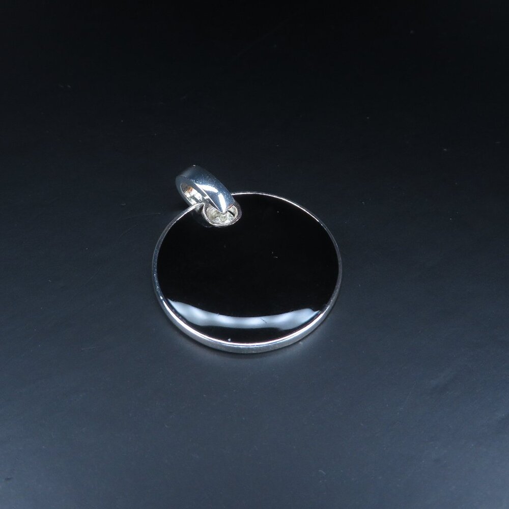 Two-Sided Black or Silver Circle Pendant